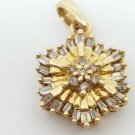 Vintage Antique 10k Yellow Gold Fancy Hexagon Diamond Pendant