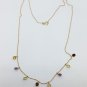 14k Yellow Gold Multicolor Gemstone Necklace 18 inch