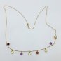 14k Yellow Gold Multicolor Gemstone Necklace 18 inch