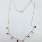 14k Yellow Gold Multicolor Gemstone Necklace 18 inch