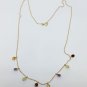 14k Yellow Gold Multicolor Gemstone Necklace 18 inch