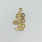 14k Yellow Gold #1 Number One Dad Pendant 29mm Tall