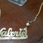 14k SOLID Yellow Gold Nameplate "VALERIE" Diamond and Pearl on 17 inch 14k Chain