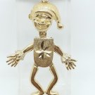 Vintage 55mm 10k Yellow Gold Moving Joker Dancing Clown Pendant