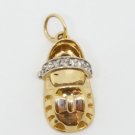 14k Yellow Gold CZ Studded Baby Shoe Pendant