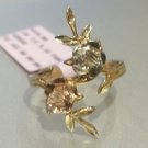 14k Yellow Gold Rose Gold Cocktail Flower Ring Size 7