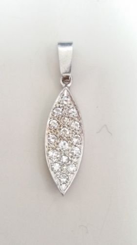 14k White Gold Diamond Leaf Pendent 0.48 Carat