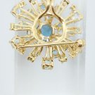 14k Yellow Gold Convertible Pendant to Ornamental Blue Gemstone Brooch for Women