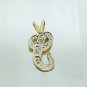 14k Two Tone Gold Initial Letter C Charm With Diamond
