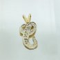 14k Two Tone Gold Initial Letter C Charm With Diamond