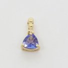 14k Yellow Gold Purple Gemstone Pendant Trillion Cut Stone