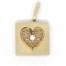 14k Yellow Gold Framed Diamond Heart Pendant