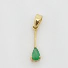 14k Yellow Gold Emerald Pendant Modern Pear Cut Gemstone