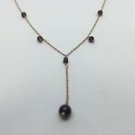 14k Yellow Gold Purple Gemstone Lariat Necklace 21 Inch Chain