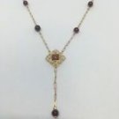 14k Yellow Gold Color Stone Lariat Necklace 18.75 inch