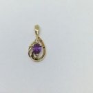 14k Yellow Gold Fine Teardrop Filigree Pear Cut Amethyst Pendant