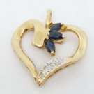 14k Yellow Gold Sapphire and Diamond Pendant 0.39 TCW