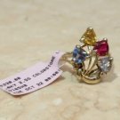 $550 10k yellow gold .55 carat Garnet Citrine blue gemstone cocktail ring size 7