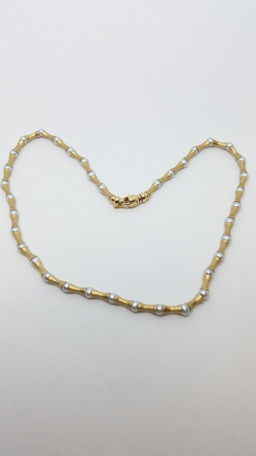 HEAVY 14k Solid Yellow Gold Pearl 16 Inch Necklace Made In Italy by B and M