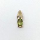 14k Yellow Gold Diamond and Green August Birthstone Peridot Pendant