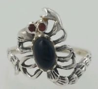 Vintage Sterling Silver Ruby Eye Scorpion Ring Size 6.5