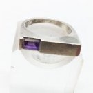 925 Sterling Silver Band 0.25 Carat Emerald Cut Purple Gemstone Ring Size 7