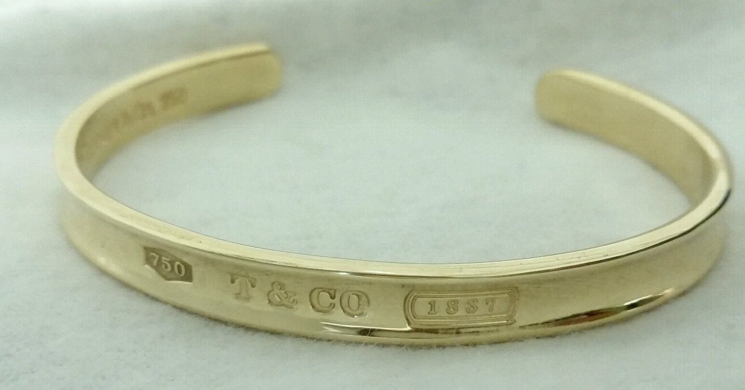 $5500 18k Solid Yellow Gold Tiffany & Co 1837 cuff bangle