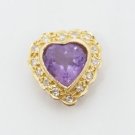 14k Yellow Gold Amethyst Heart Pendant with Diamond Accents 0.73 Carat TCW
