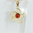 14k Yellow Gold Garnet and Cubic Zirconia Star Pendant Made in Italy