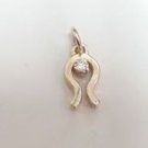 14k Yellow Gold Greek Omega Pendant or Traditional Charm 0.5 Ct Diamond