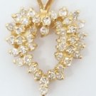 14k Yellow Gold 0.30 Carat Diamond Heart Pendant 19mm Tall