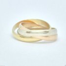 Cartier "Trinity De Cartier" 18k Three Tone Gold Women's Rolling Ring Size 3.5