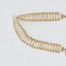 14k Yellow Gold Fancy Ribbed Pearl Bracelet 7.5 inch Long