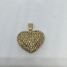 $499 Retail 14k Yellow Gold Mesh Puffed Heart Pendant Made In Turkey