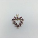 14K Yellow Gold Diamond and Ruby Heart Pendant 0.7 Carat TCW Brand Name GS
