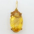 14k Yellow Gold Synthetic Citrine Pendant 5 Carat Yellow Stone