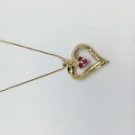 18 Inch 14k Yellow Gold Ruby Heart Necklace Made in Italy
