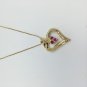 18 Inch 14k Yellow Gold Ruby Heart Necklace Made in Italy
