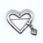 925 Sterling Silver Dangling Double Heart Pin
