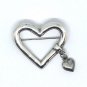 925 Sterling Silver Dangling Double Heart Pin