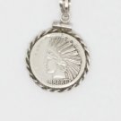 925 Sterling Silver American Tenth Oz Pendant Twisted Rope Frame Made In The USA