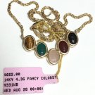 $662 14k Yellow Gold Necklace w Onyx Aventurine Sard Quartz Tigers Eye 16 inches