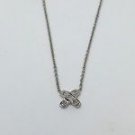 14k White Gold X Hug Diamond Pendant Necklace 16 Inch Rolo Chain