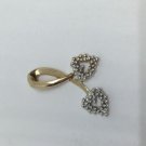 10k Yellow Gold Twin Diamond Heart Pendant Gold Ribbon Fight Cancer