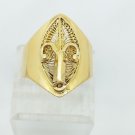 18k Yellow Gold Fine Filigree Leafy Cocktail Ring Size 9.5