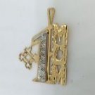 14k Yellow Gold Diamond #1 Number One Mom Pendant 28 mm Tall