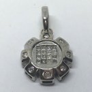14k White Gold Fine Filigree One Half Carat 24 Diamond Flower Pendant 0.5 ct TCW