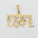14k Yellow Gold Unique Dangling Letters LOVE Hanging Pendant
