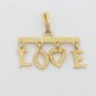 14k Yellow Gold Unique Dangling Letters LOVE Hanging Pendant
