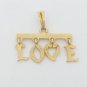 14k Yellow Gold Unique Dangling Letters LOVE Hanging Pendant